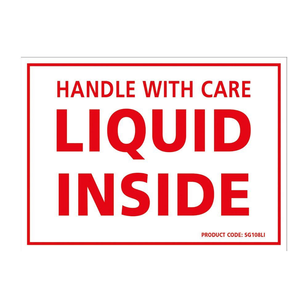 HANDLE WITH CARE LIQUID INSIDE Labels