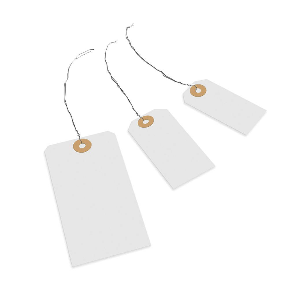 Transpal 140 x 70mm White Wired Tags